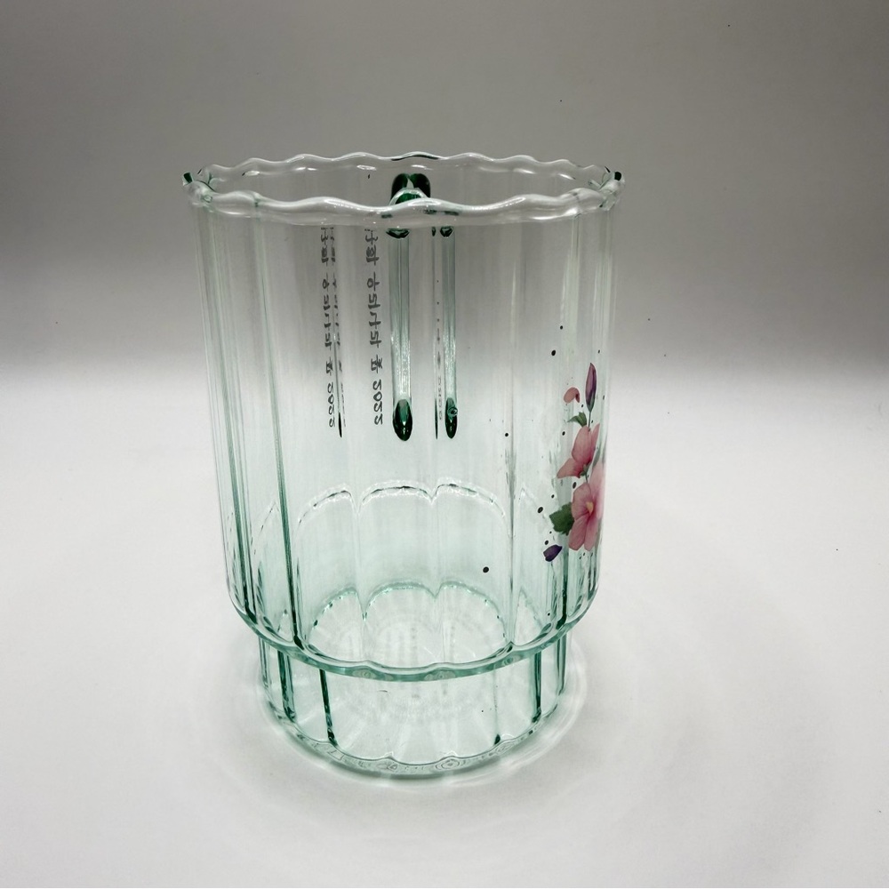 New Starbucks Korea Hibiscus Flower Mint Green Glass Coffee Mug Rose Of Sharon - Picture 8 of 11